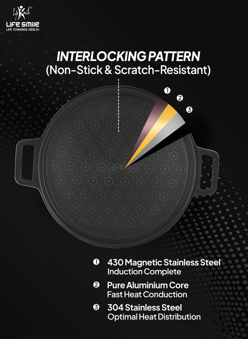 Life Smile 40cm Hybrid Stainless Steel Non-Stick Pizza Pan with Induction Base - Image 4